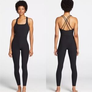 NWT CALIA Lustralux Strappy Back Black Onesie Bodysuit, Size Medium